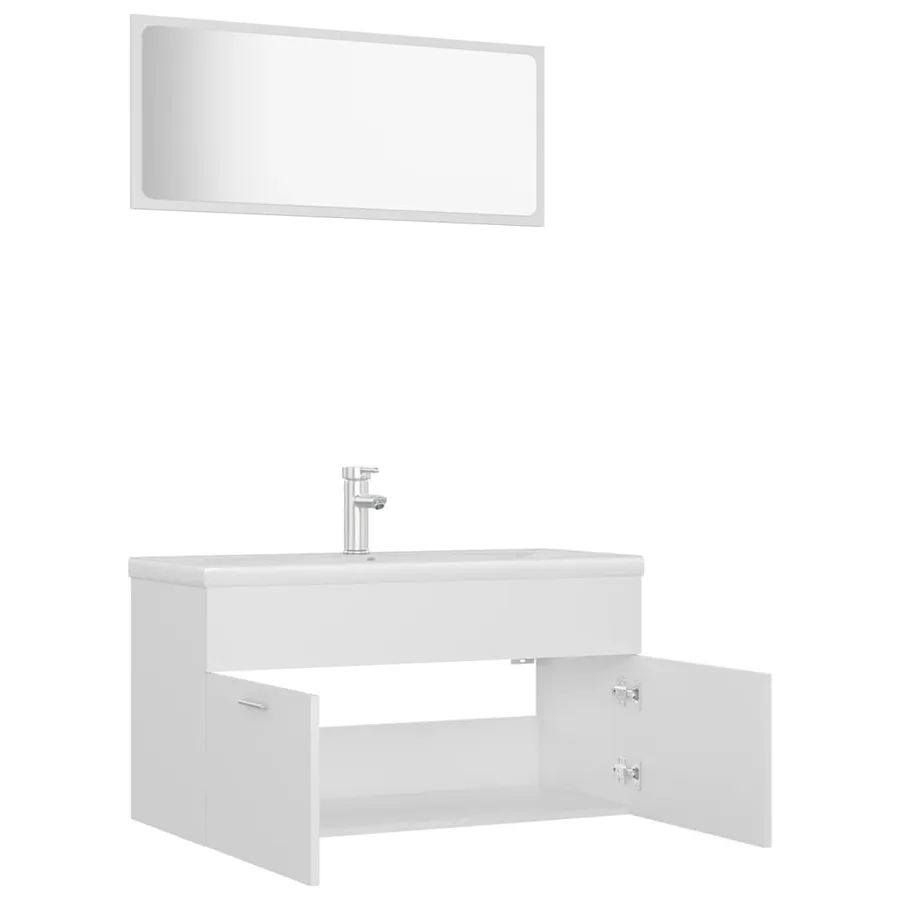 Ensemble de meubles de salle de bain Blanc Bois d'ingénierie - 7