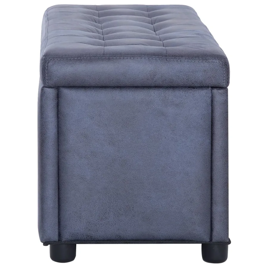 Pouf de rangement 87,5 cm Gris Similicuir daim - 3