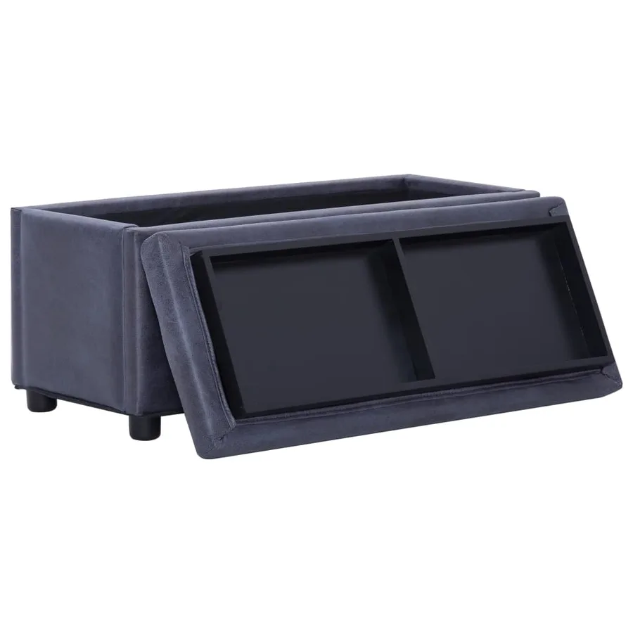 Pouf de rangement 87,5 cm Gris Similicuir daim - 4