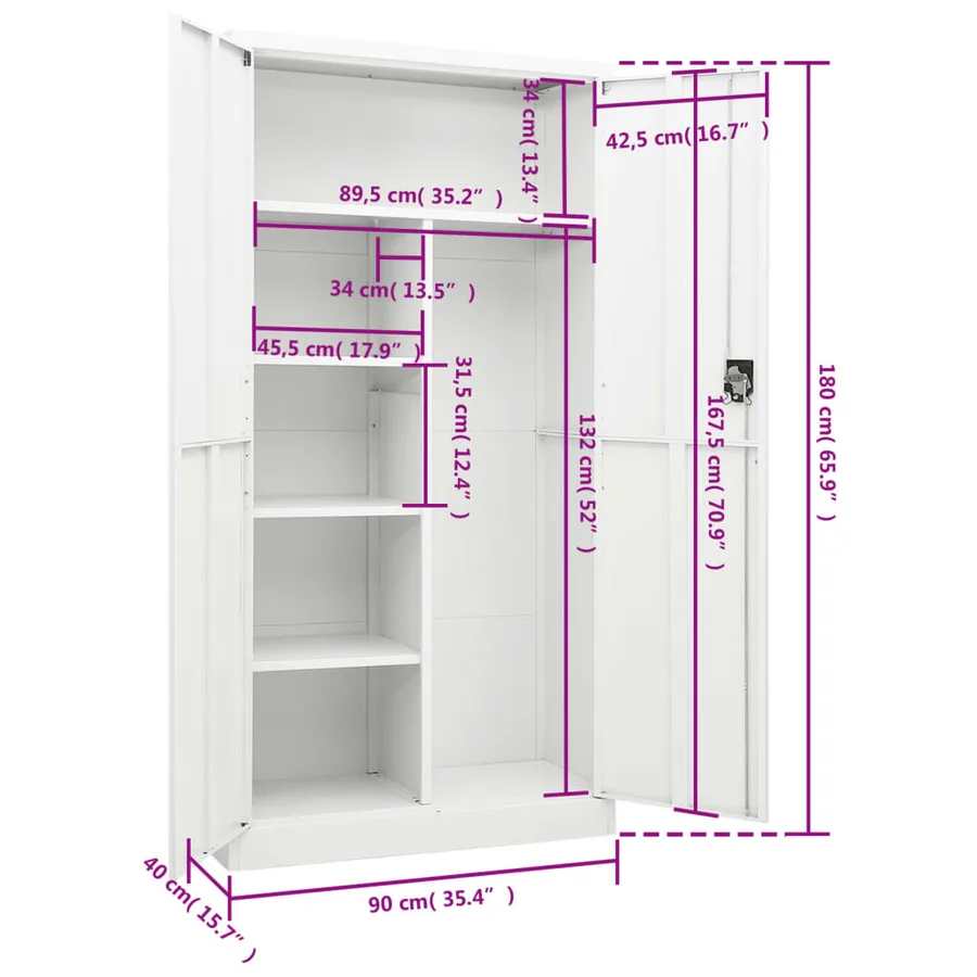 Armoire à casiers Blanc 90x40x180 cm Acier - 8