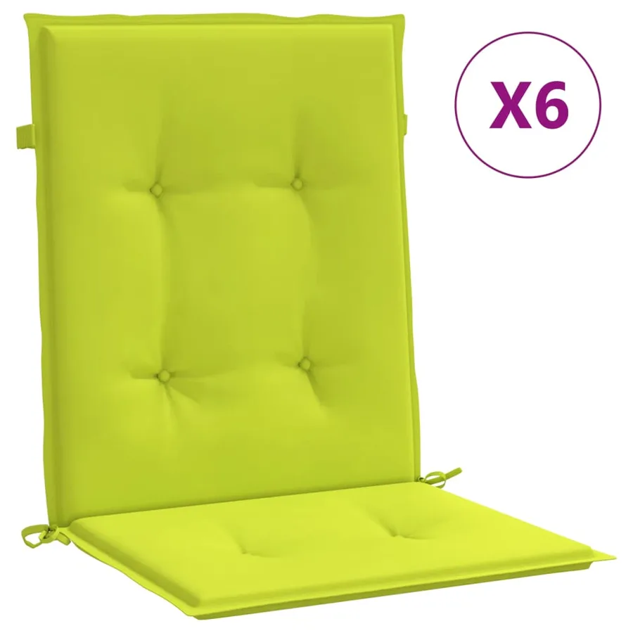 Coussins de chaise de jardin à dossier bas lot de 6 vert vif - 2