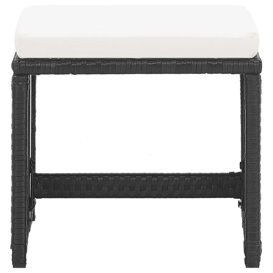 Tabourets de jardin lot de 2 avec coussins Résine tressée Noir - 3