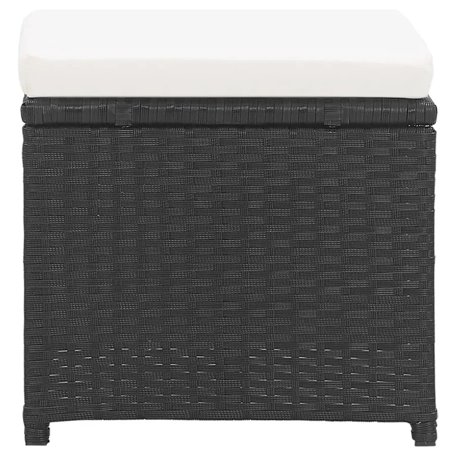 Tabourets de jardin lot de 2 avec coussins Résine tressée Noir - 4
