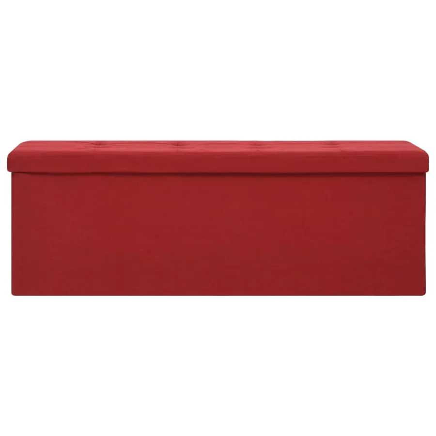 Banc de rangement pliable Rouge bordeaux Faux lin - 3