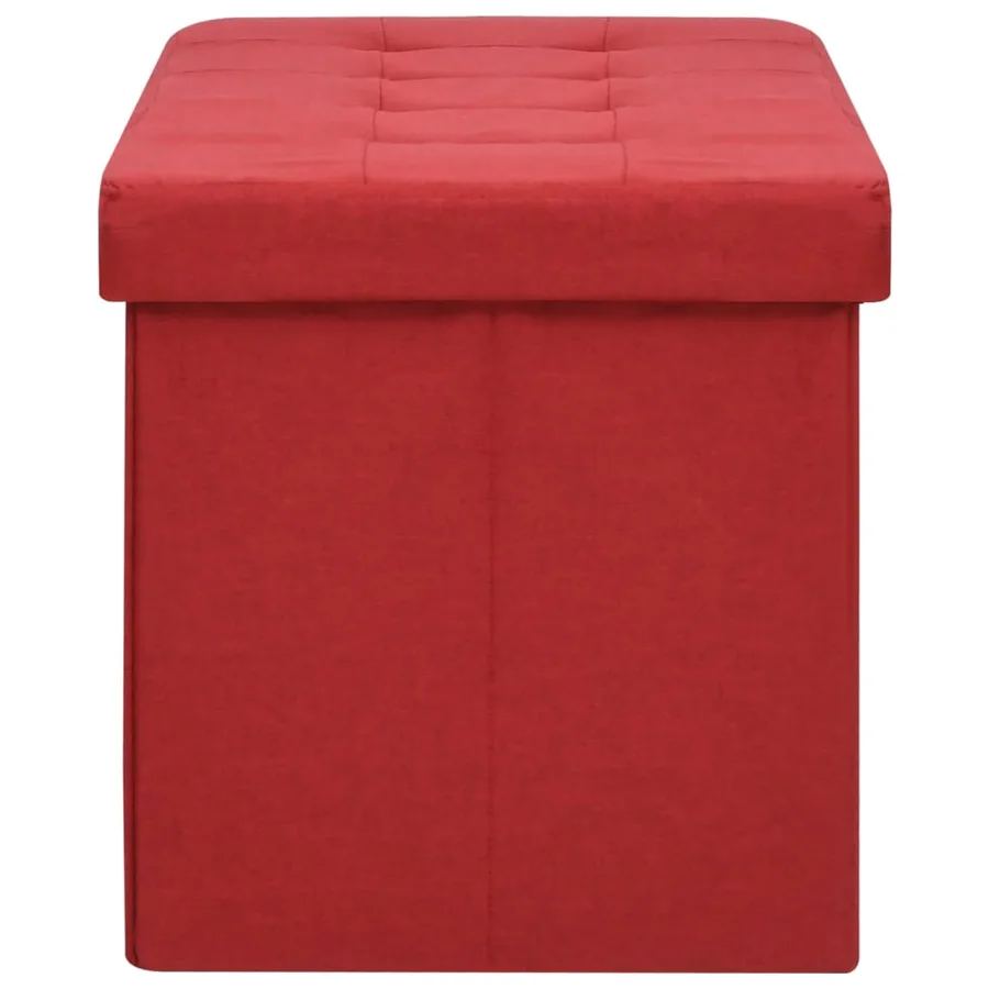 Banc de rangement pliable Rouge bordeaux Faux lin - 4