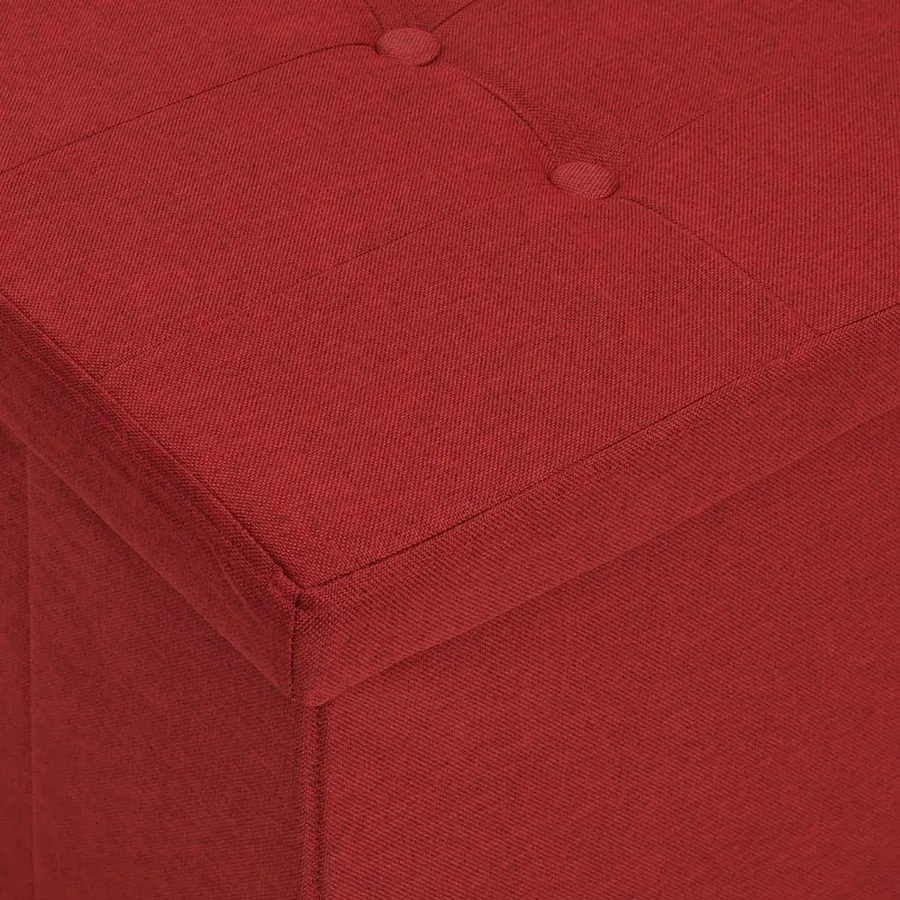 Banc de rangement pliable Rouge bordeaux Faux lin - 6