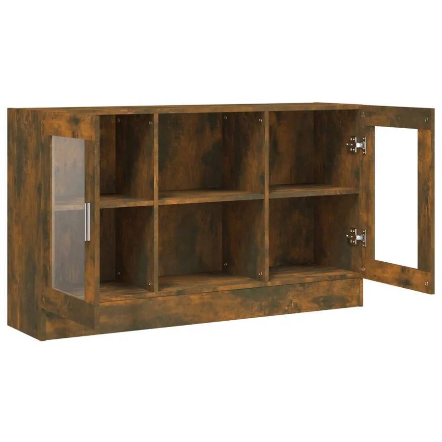 Armoire à vitrine Chêne fumé 120x30,5x70 cm Bois d'ingénierie - 5