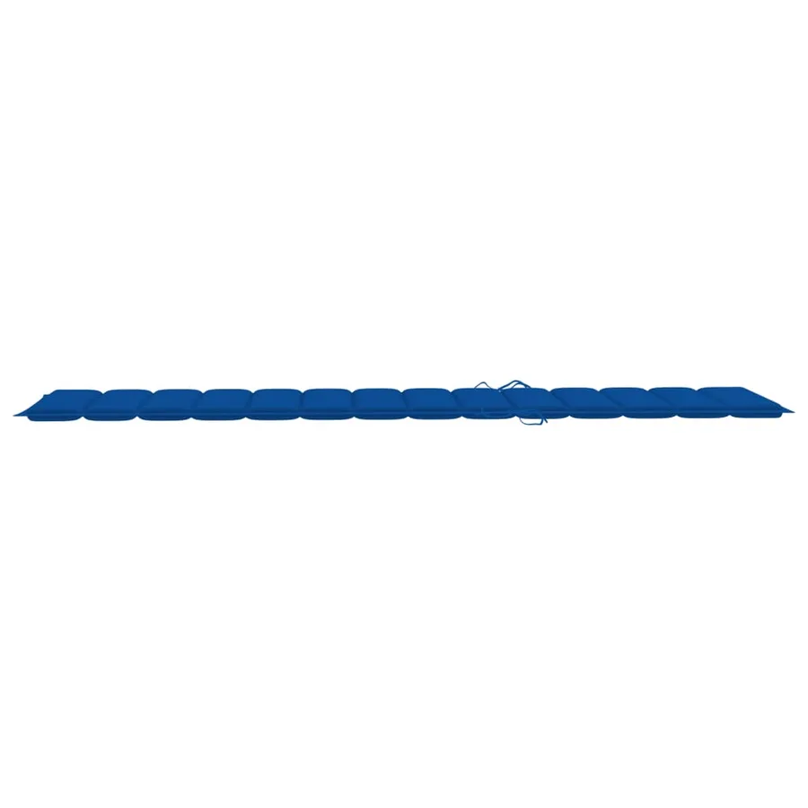 Chaise longue avec coussin bleu royal Bois de teck solide - 13