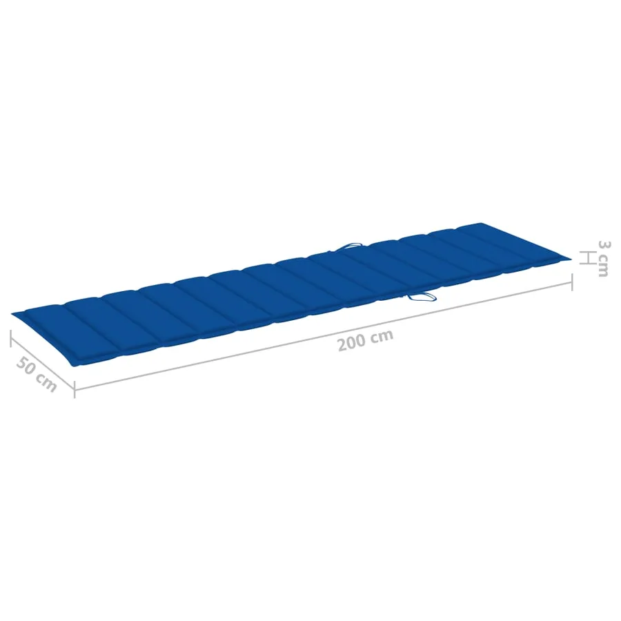 Chaise longue avec coussin bleu royal Bois de teck solide - 16