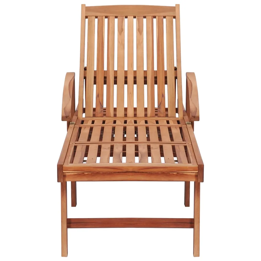 Chaise longue avec coussin bleu royal Bois de teck solide - 5