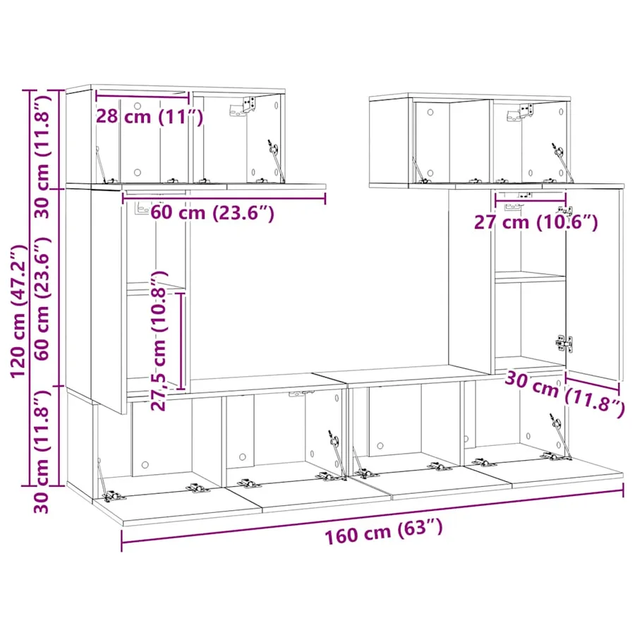 Ensemble de meubles TV 6 pcs Blanc Bois d'ingénierie - 16