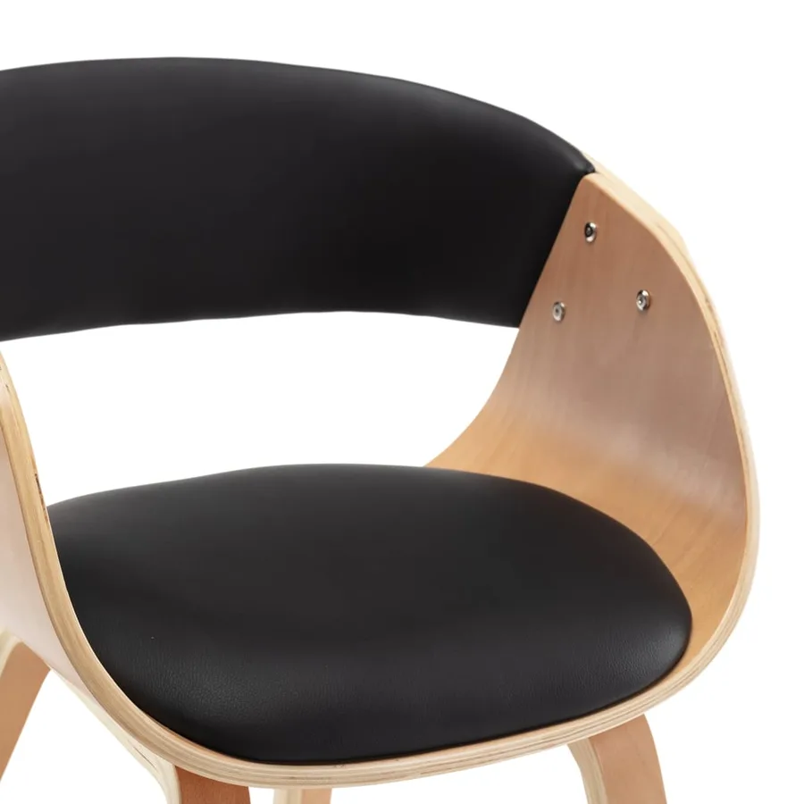 Chaise de salle à manger noir bois courbé et similicuir - 6