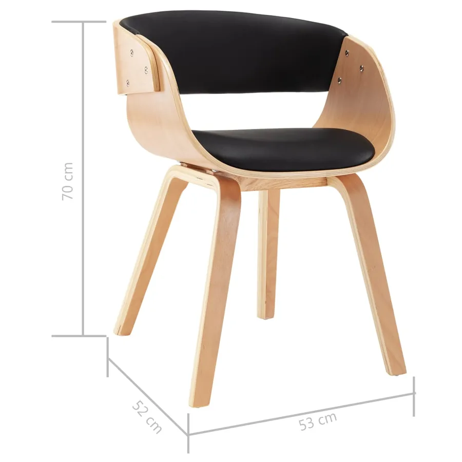 Chaise de salle à manger noir bois courbé et similicuir - 7