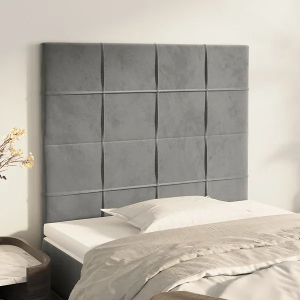 Tête de lit Gris clair 100x5x118/128 cm Velours