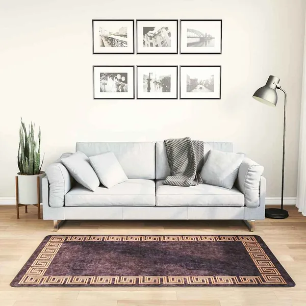 Tapis lavable 80x150 cm Noir et doré