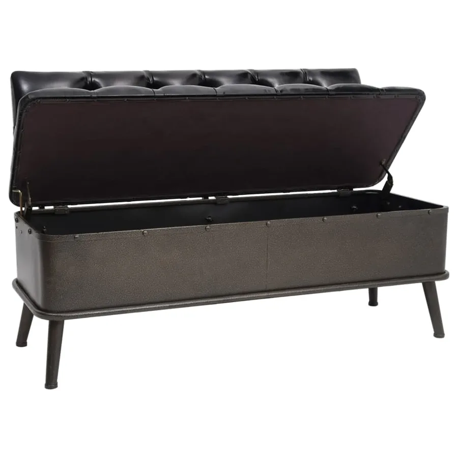 Banc de rangement avec dossier 110 cm Noir Similicuir - 2