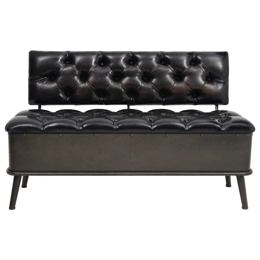 Banc de rangement avec dossier 110 cm Noir Similicuir - 3