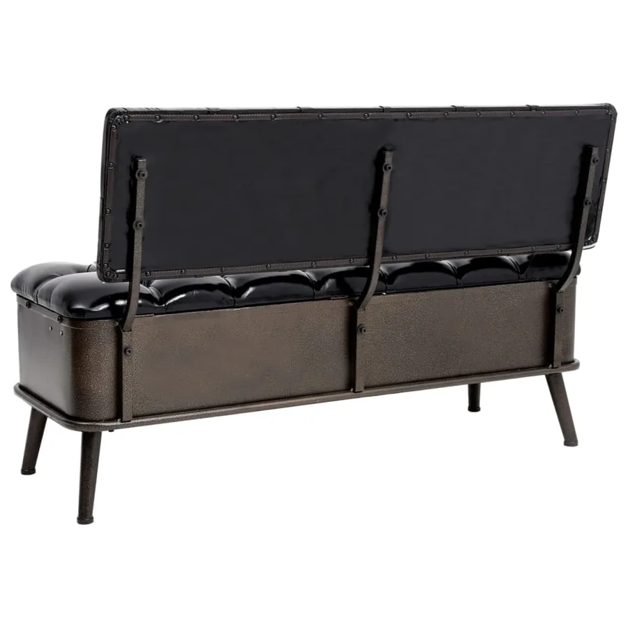 Banc de rangement avec dossier 110 cm Noir Similicuir - 5