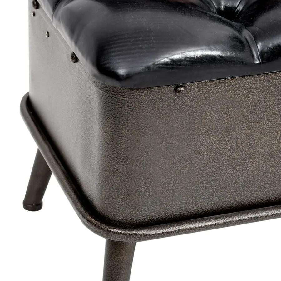 Banc de rangement avec dossier 110 cm Noir Similicuir - 7