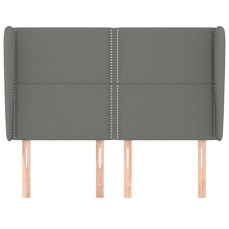 Tête de lit avec oreilles Gris foncé 147x23x118/128 cm Tissu - 3