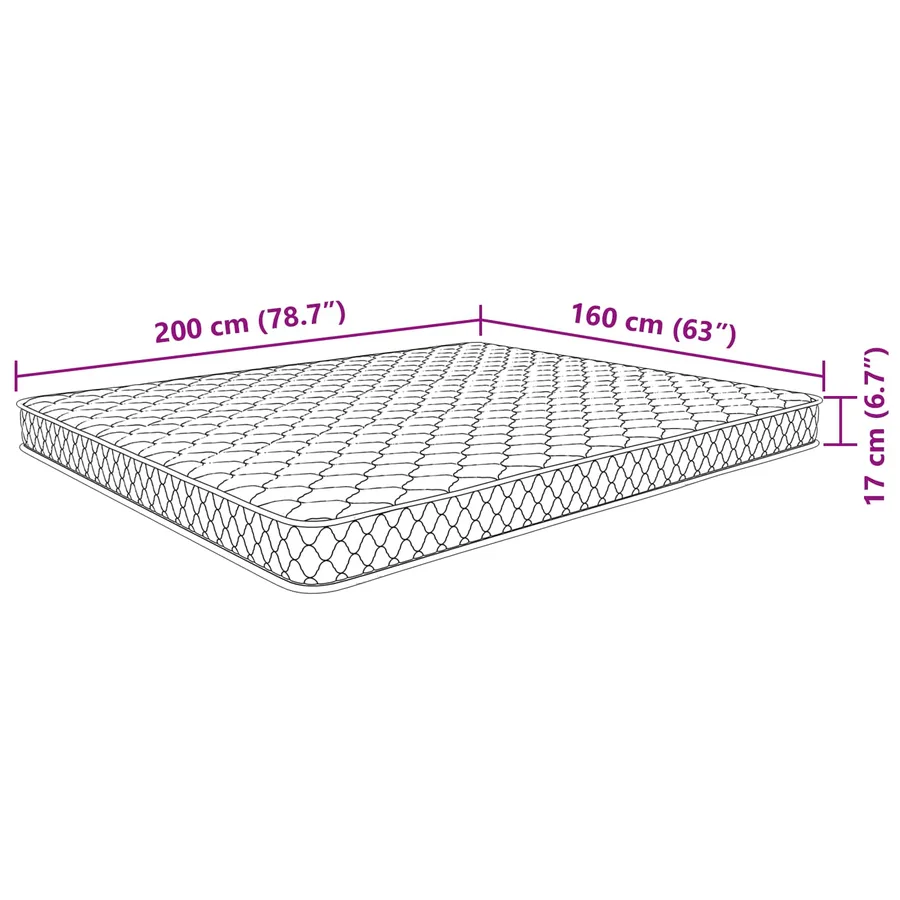 Matelas vidaXL Matelas Doux Blanc 200 x 160 x 17 cm Mousse PU - 7