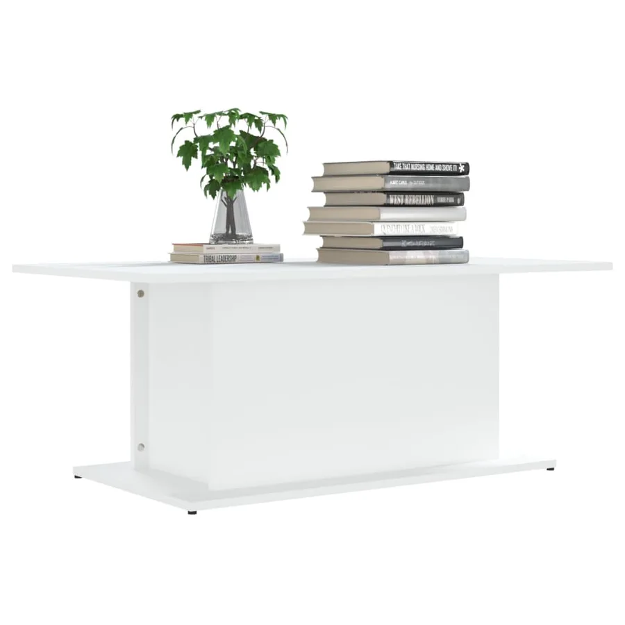 Table basse blanc 102x55,5x40 cm bois d'ingénierie - 6