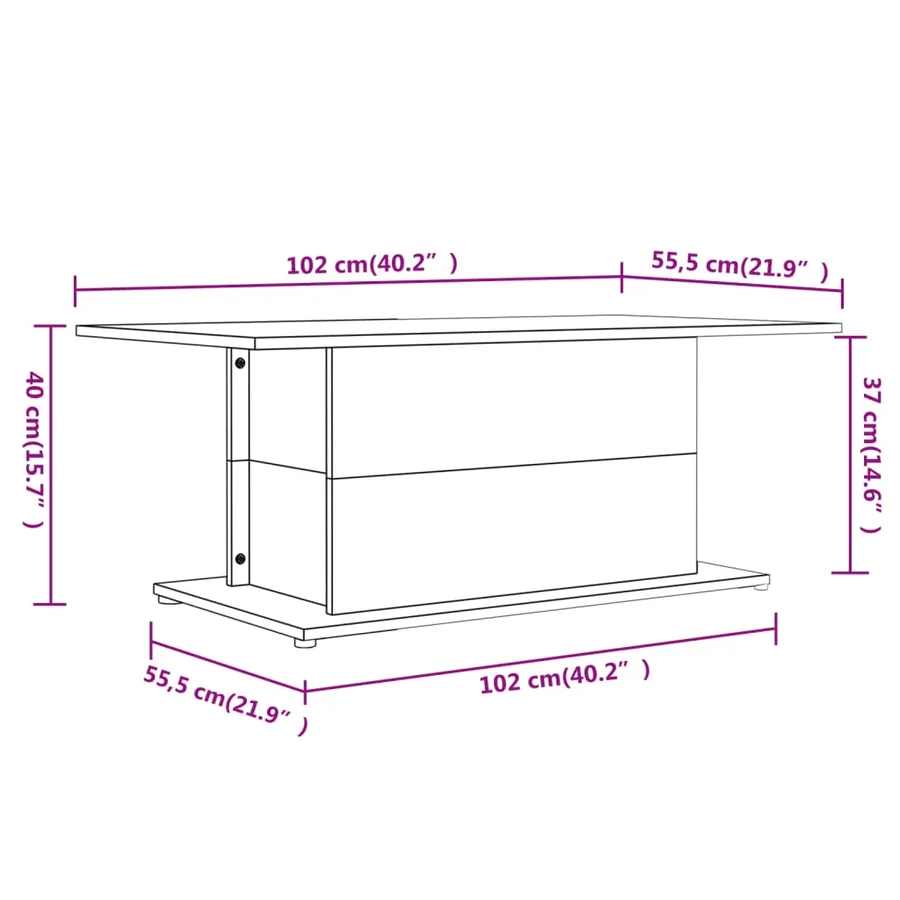 Table basse blanc 102x55,5x40 cm bois d'ingénierie - 7