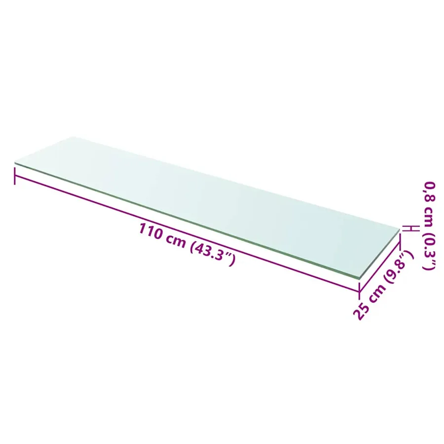 Panneau pour étagère Verre transparent 110 x 25 cm - 3