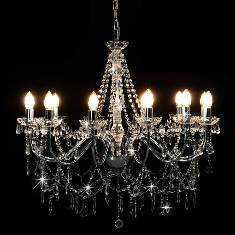 Lustre avec perles Argenté 12 ampoules E14 - 3