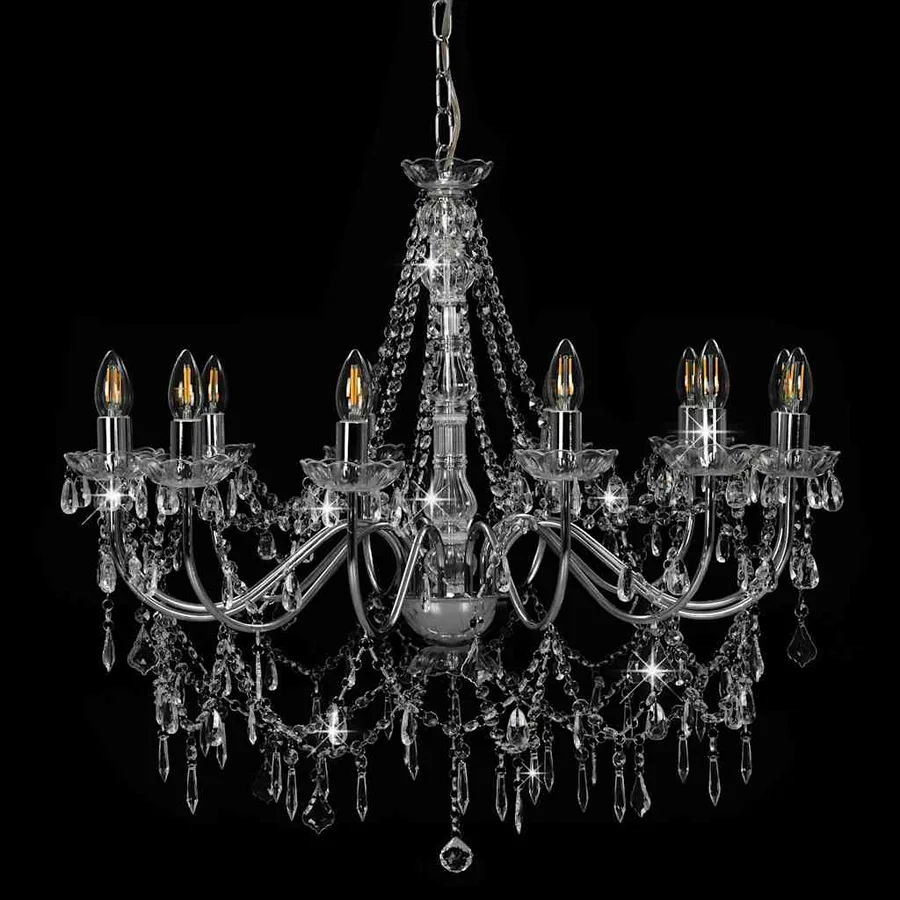 Lustre avec perles Argenté 12 ampoules E14 - 4