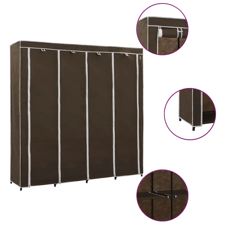 Garde-robe avec 4 compartiments Marron 175x45x170 cm
