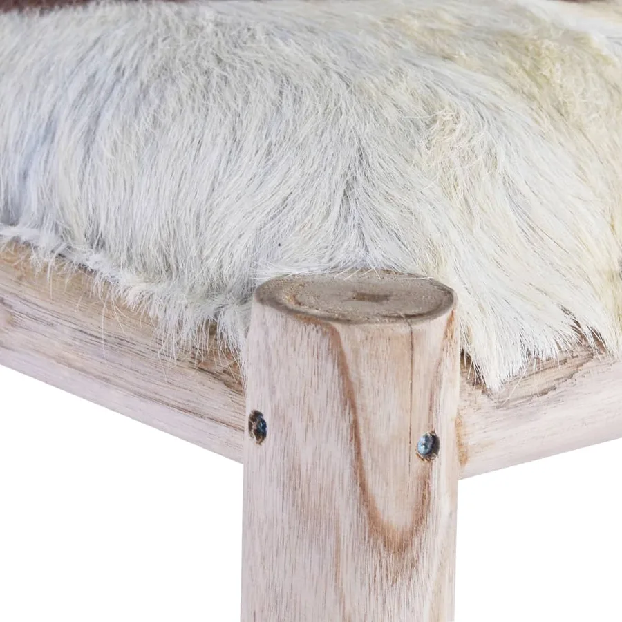 Tabouret de bar Cuir de chèvre véritable et bois de teck massif - 3