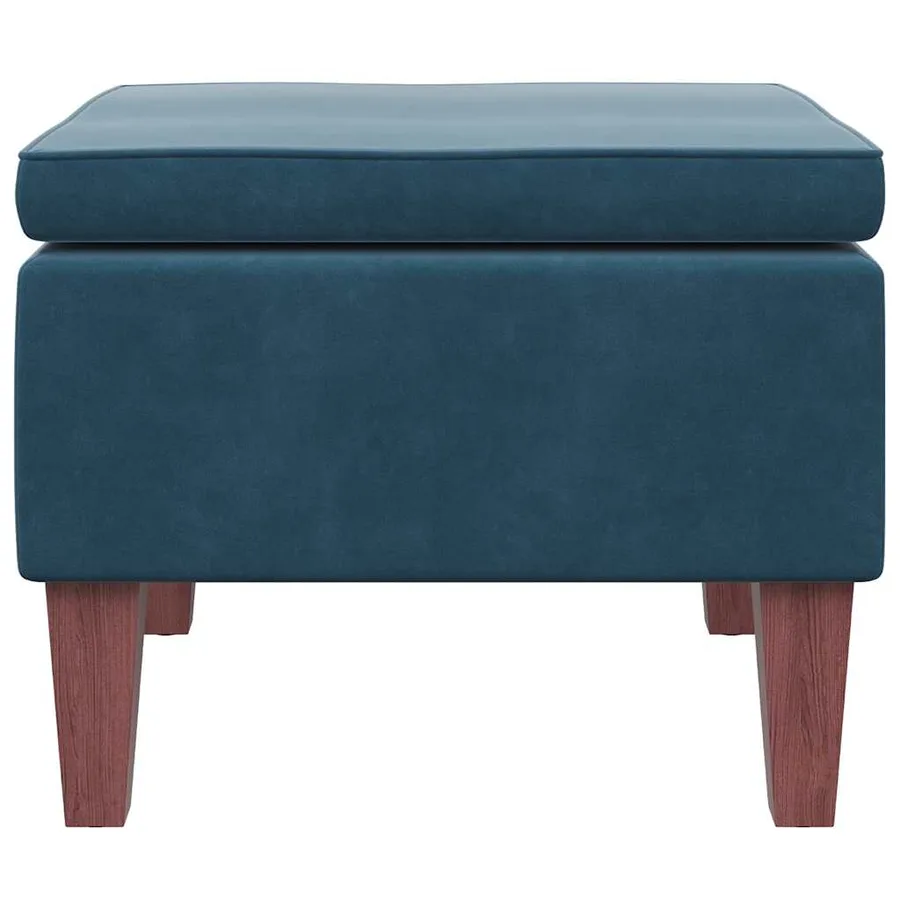Tabouret avec pieds en bois Bleu Velours - 5