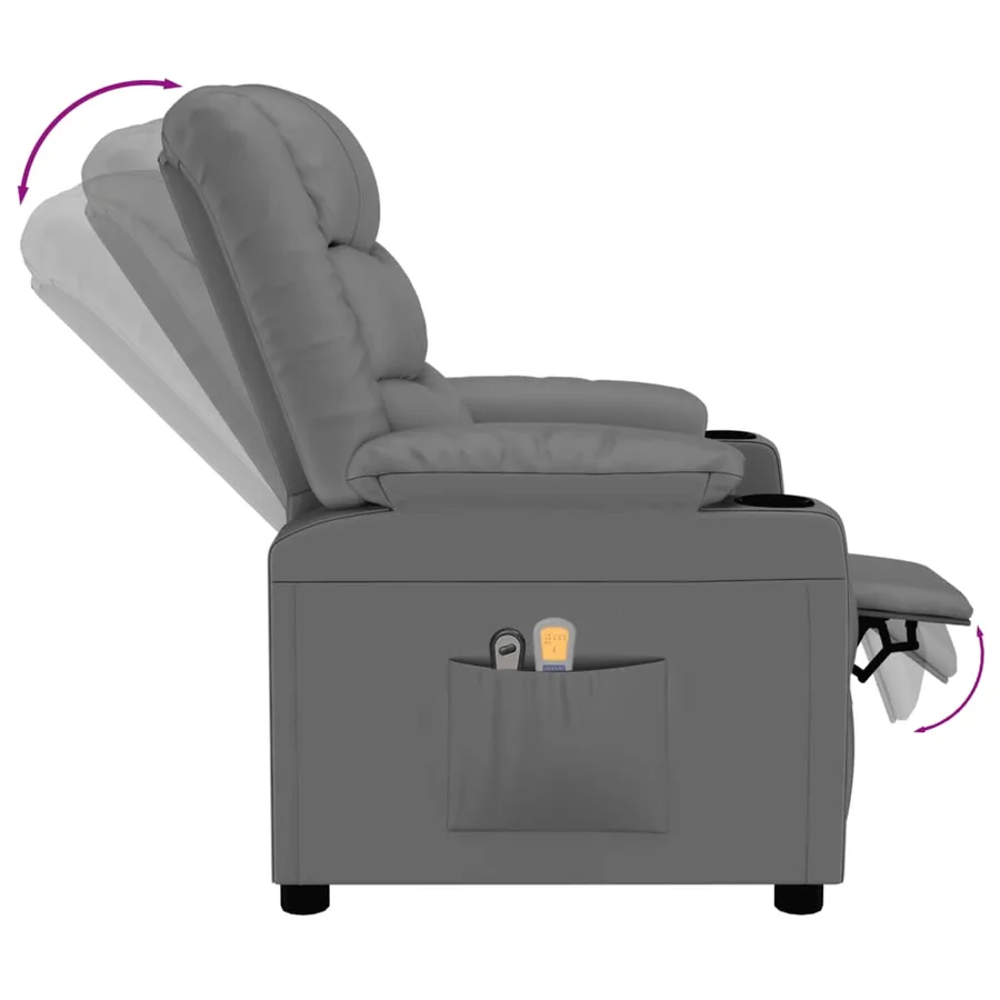 Fauteuil de massage électrique Gris Similicuir - 7