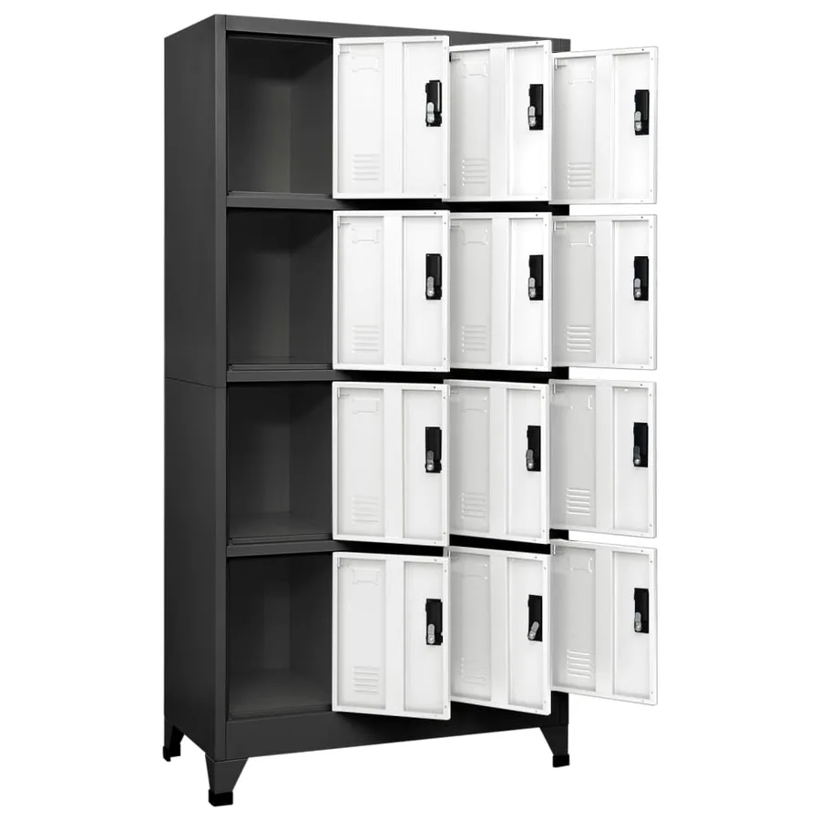 Armoire à casiers Anthracite et blanc 90x45x180 cm Acier - 3