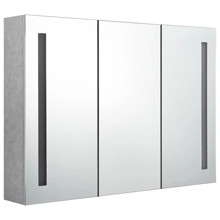 Armoire de salle de bain à miroir LED Gris béton 89x14x62 cm - 2