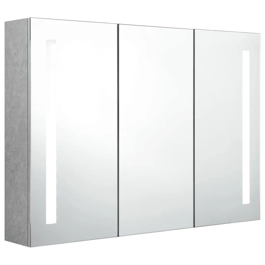 Armoire de salle de bain à miroir LED Gris béton 89x14x62 cm - 3