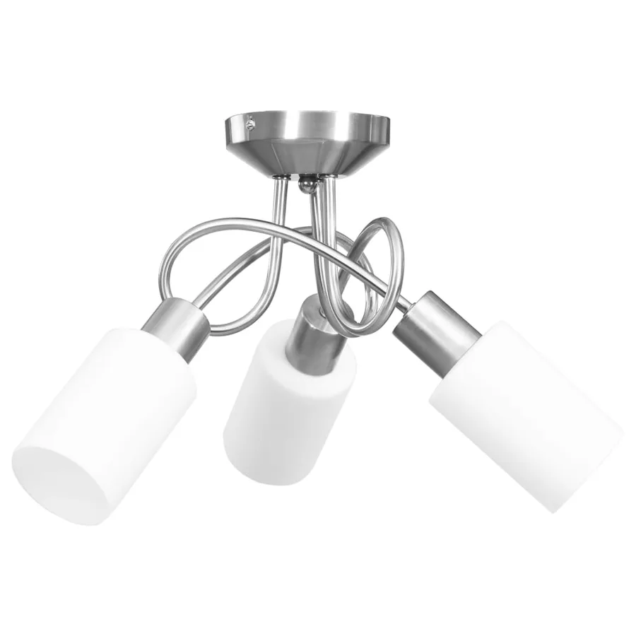 Plafonnier avec abat-jour en verre 3 ampoules E14 Blanc  Cône - 4