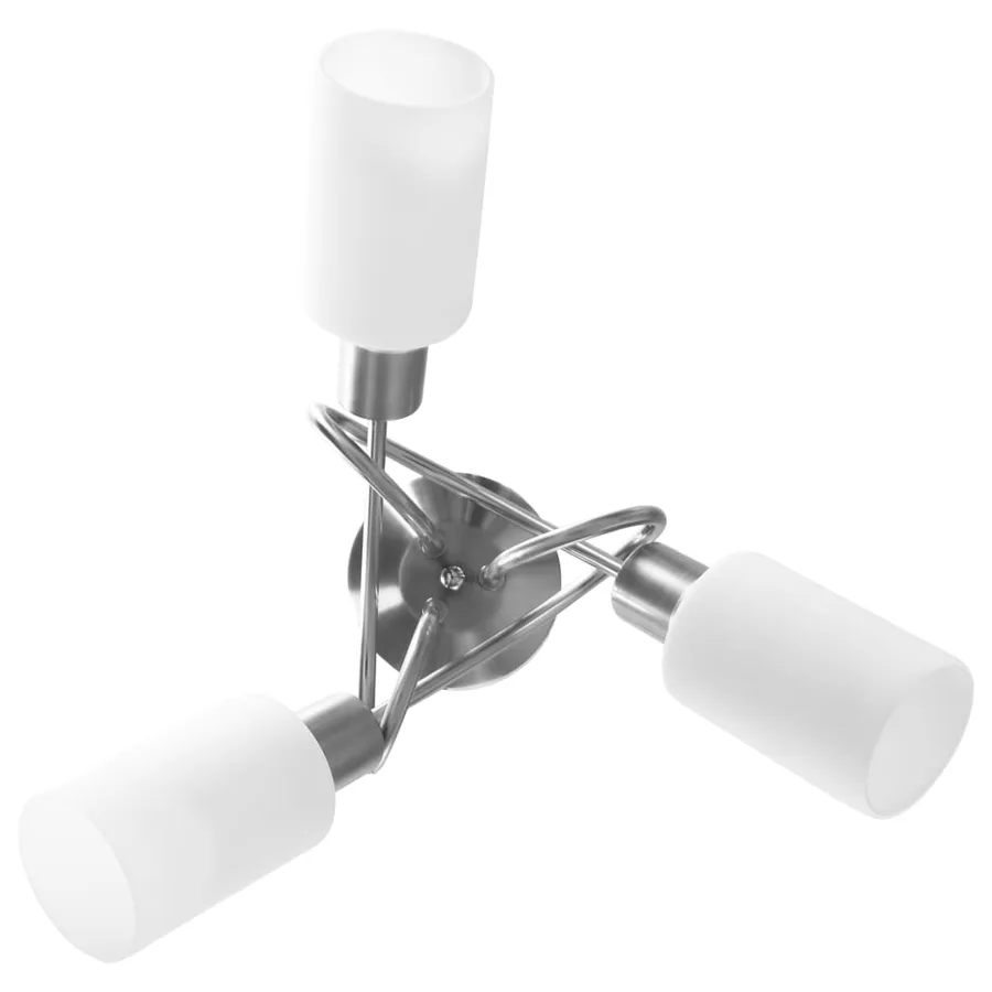 Plafonnier avec abat-jour en verre 3 ampoules E14 Blanc  Cône - 5