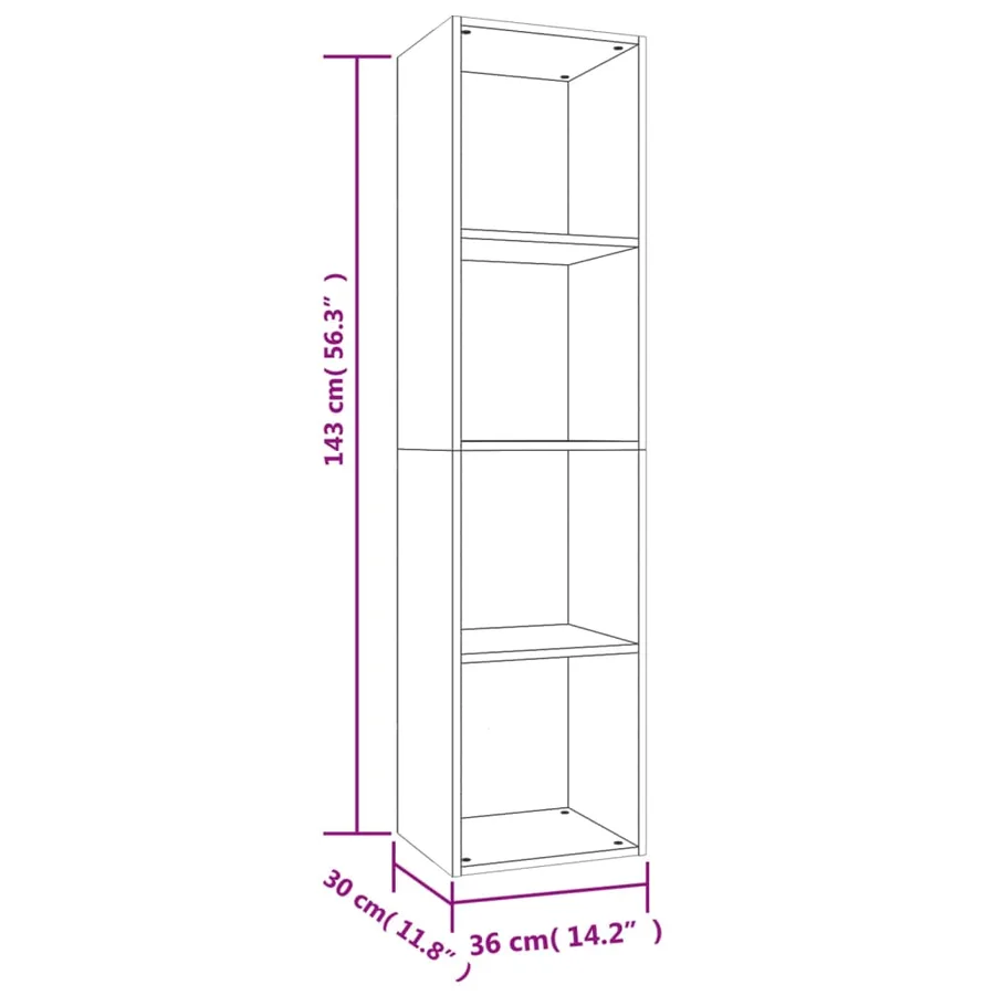 Bibliothèque/Meuble TV Gris béton 36x30x143cm Bois d’ingénierie - 12