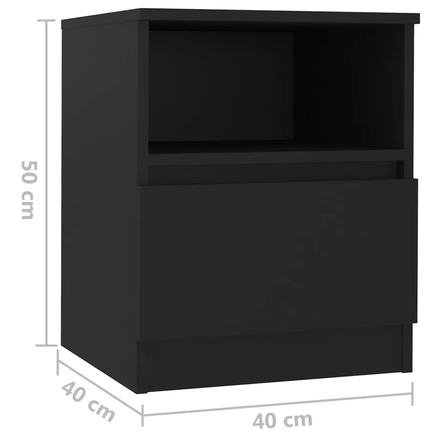 Tables de chevet 2 pcs noir 40x40x50 cm bois d'ingénierie - 8