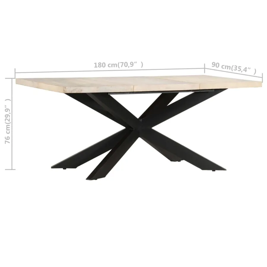 Table à dîner 180x90x76 cm Bois de manguier massif blanchi - 5