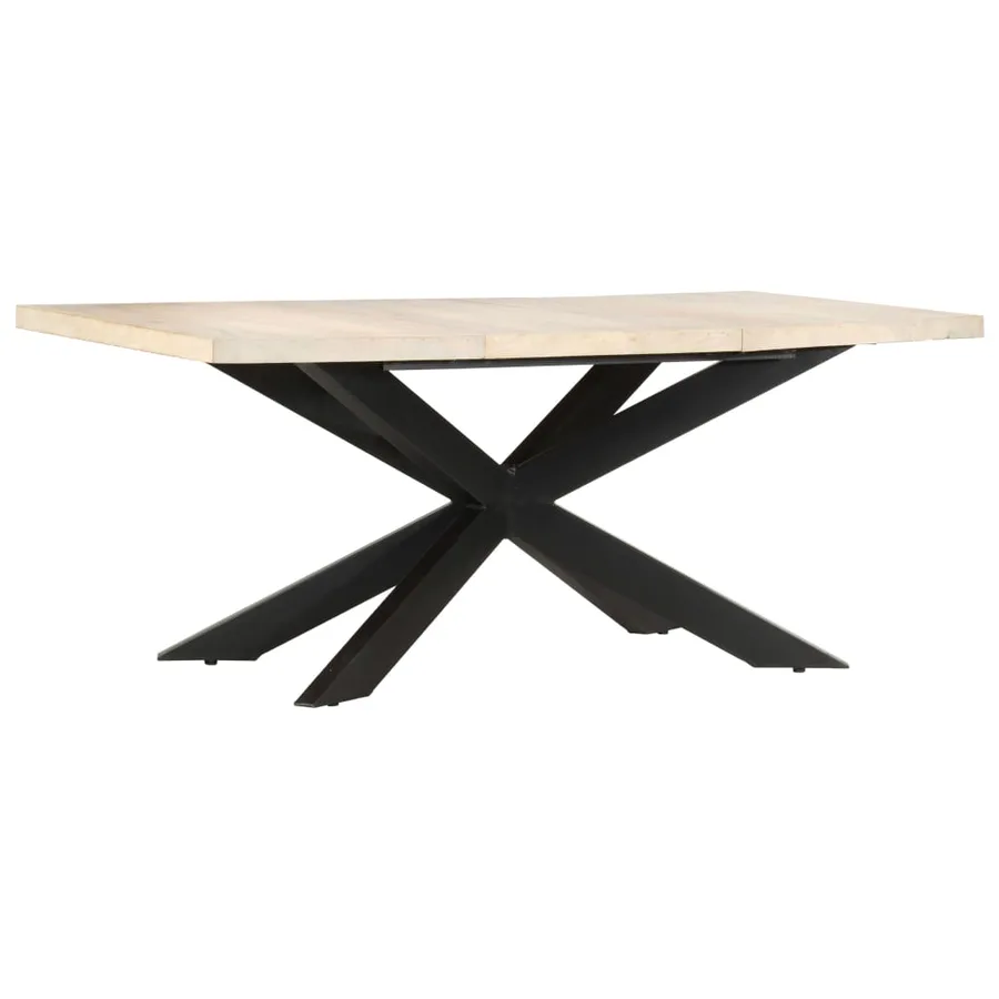 Table à dîner 180x90x76 cm Bois de manguier massif blanchi - 7