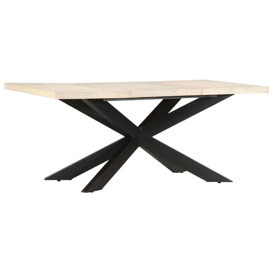 Table à dîner 180x90x76 cm Bois de manguier massif blanchi - 8