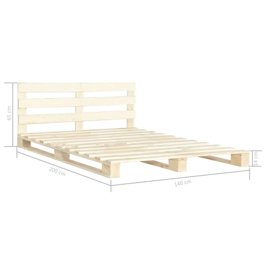 Cadre de lit de palette sans matelas 140x200 cm bois massif pin - 7