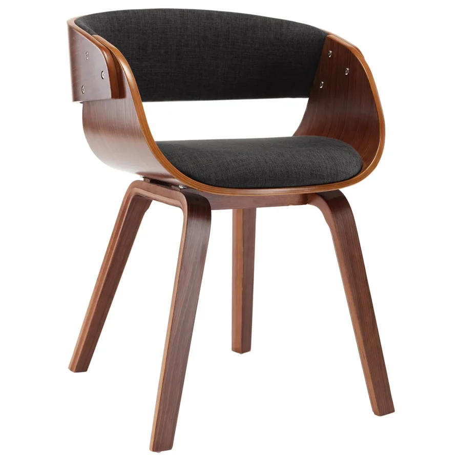Chaise à manger gris bois courbé et tissu - 2