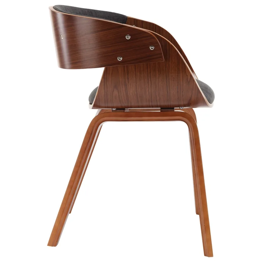 Chaise à manger gris bois courbé et tissu - 4