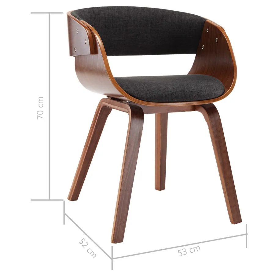 Chaise à manger gris bois courbé et tissu - 7