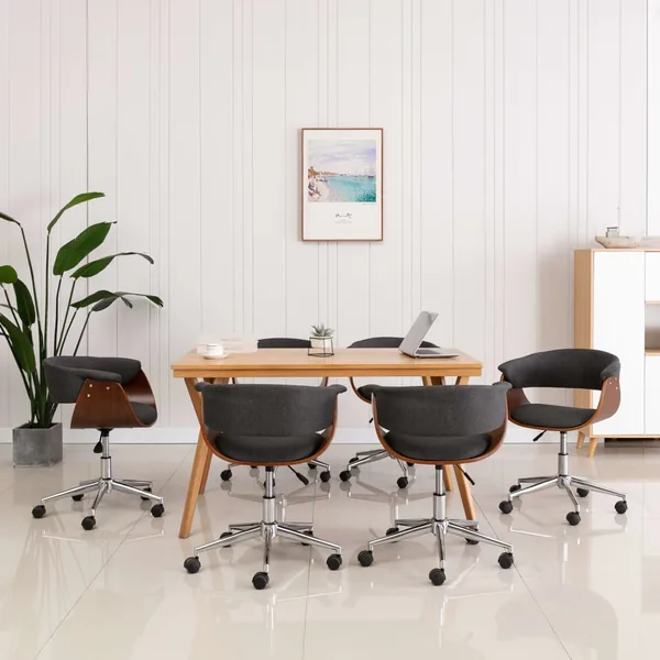 Chaises pivotantes à manger lot de 6 gris tissu