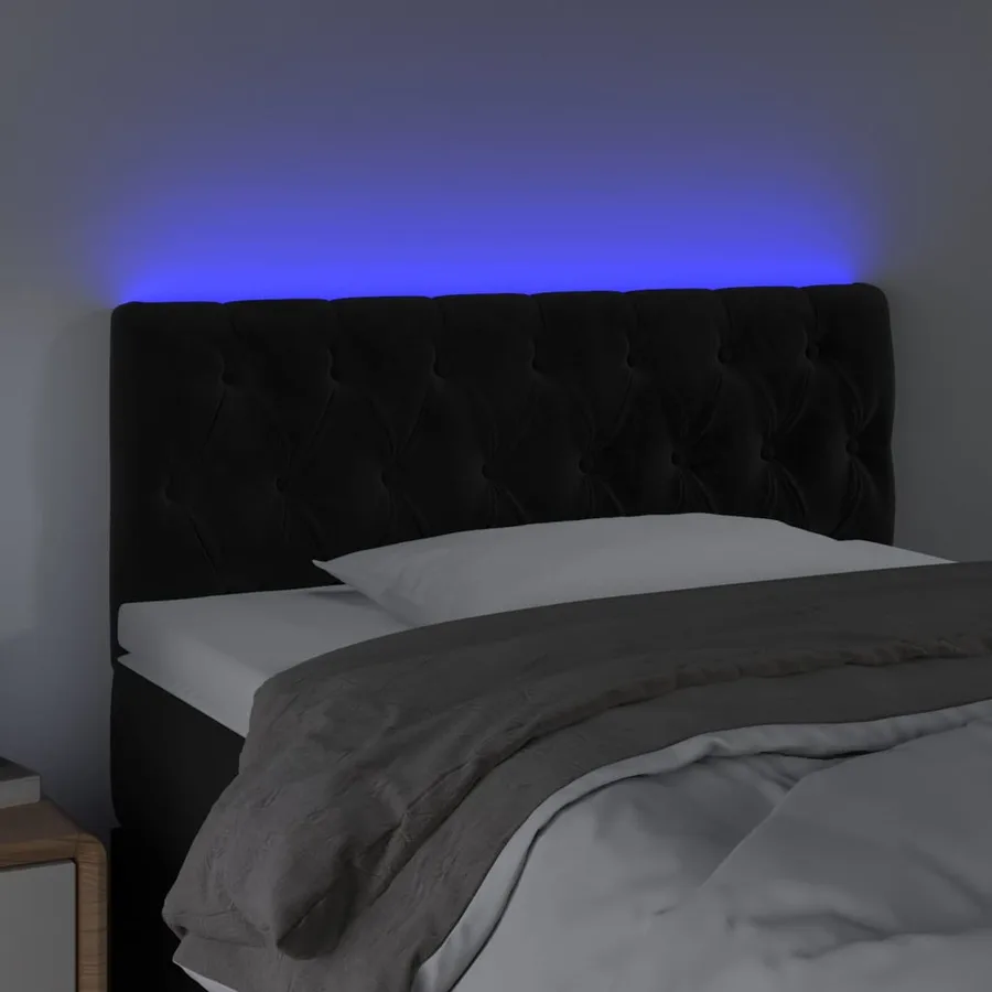 Tête de lit à LED Noir 100x7x78/88 cm Velours - 3